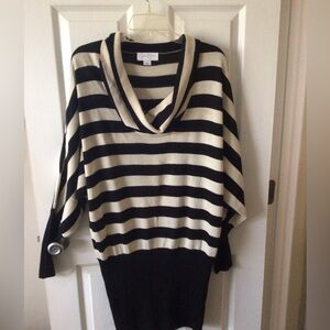 Jessica Simpson Black Striped Cowl Neck Sweater dress